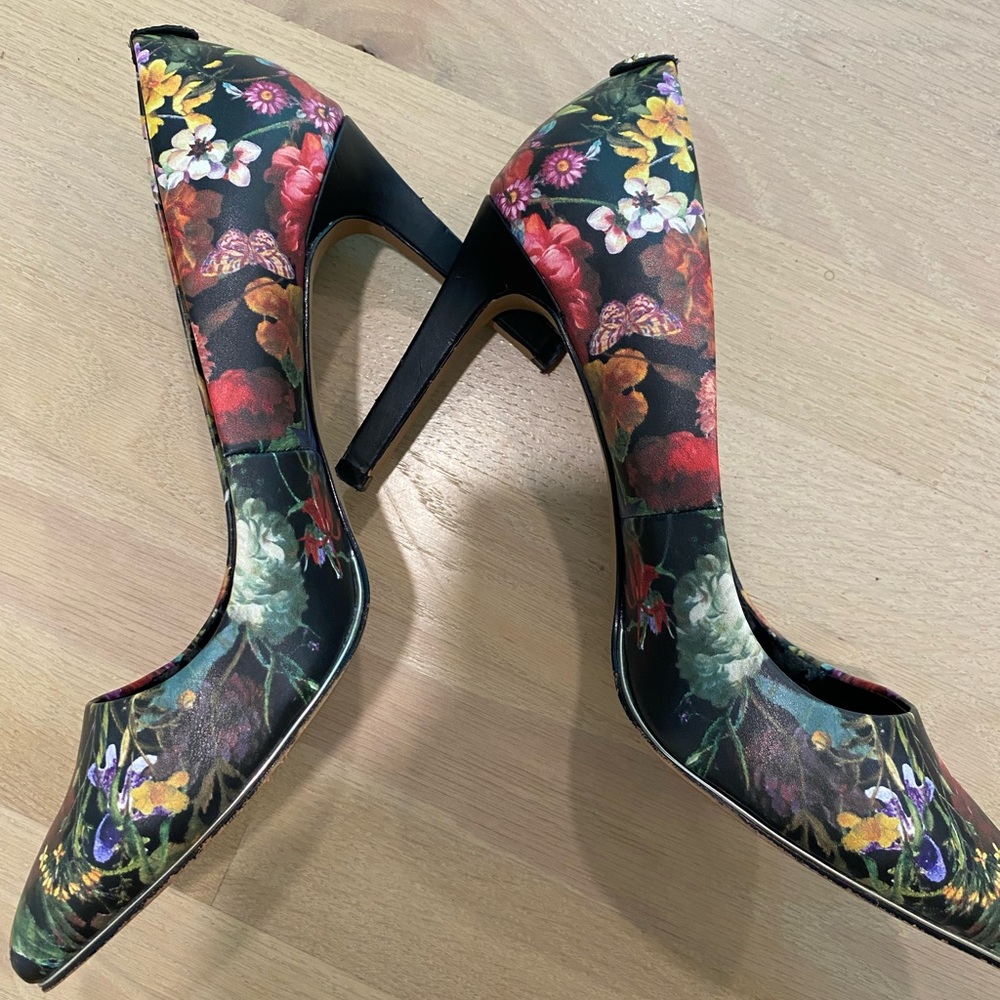 Elliott Lucca floral heels pumps stiletto size 10